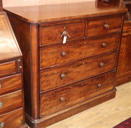 A Victorian mahogany five drawer chest W.114cm